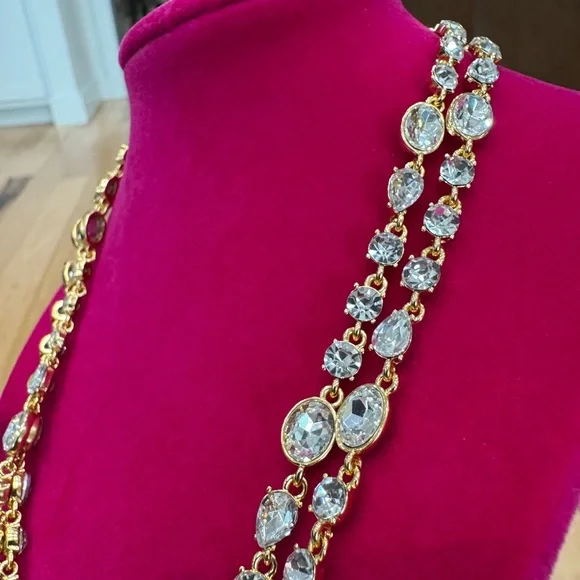 J. Crew Layered Gold Necklace with Clear Crystals NWT - SOLD OUT - Picture 3 of 8